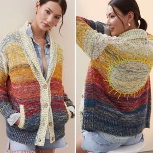 Anthropologie Pilcro Sunset Embroidered Cardigan